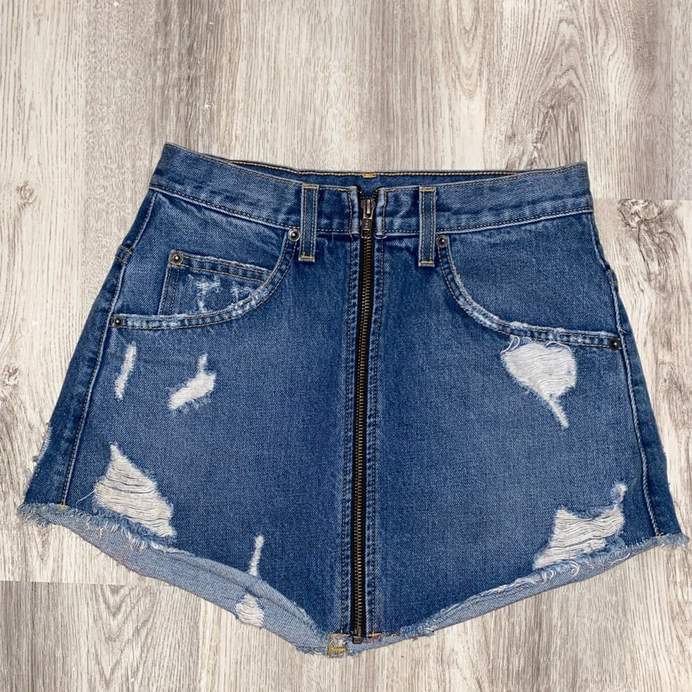 LF Jean Zipper Skirt
